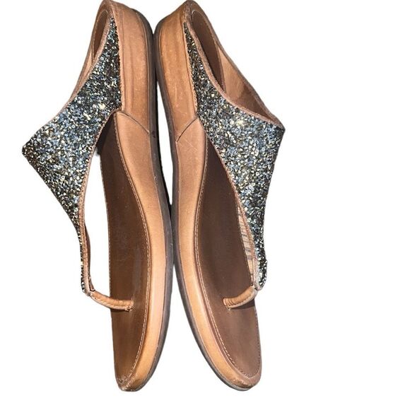 FitFlop Brown Glitter and Rhinestone Thong Sandals Size 11 - Picture 3 of 5